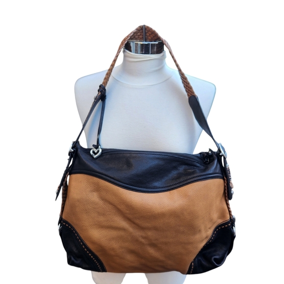 Brighton #D476721 Stylish Black and Tan Embroidered Handbag - Picture 2 of 8